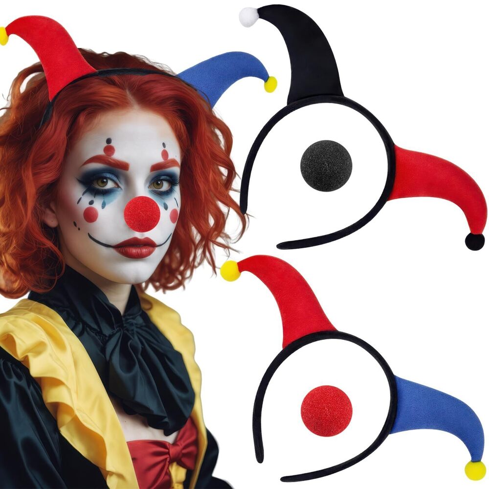 4819 4 Pcs Clown Costume Headband Nose Set Halloween Funny Clown Cosplay